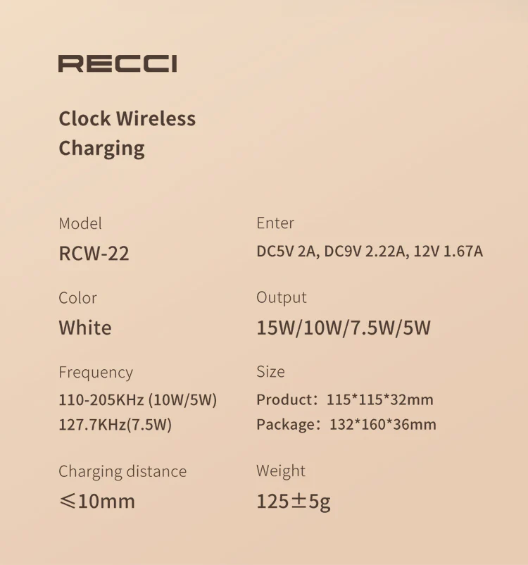 Recci RCW-22 Clock Wireless Charging 3