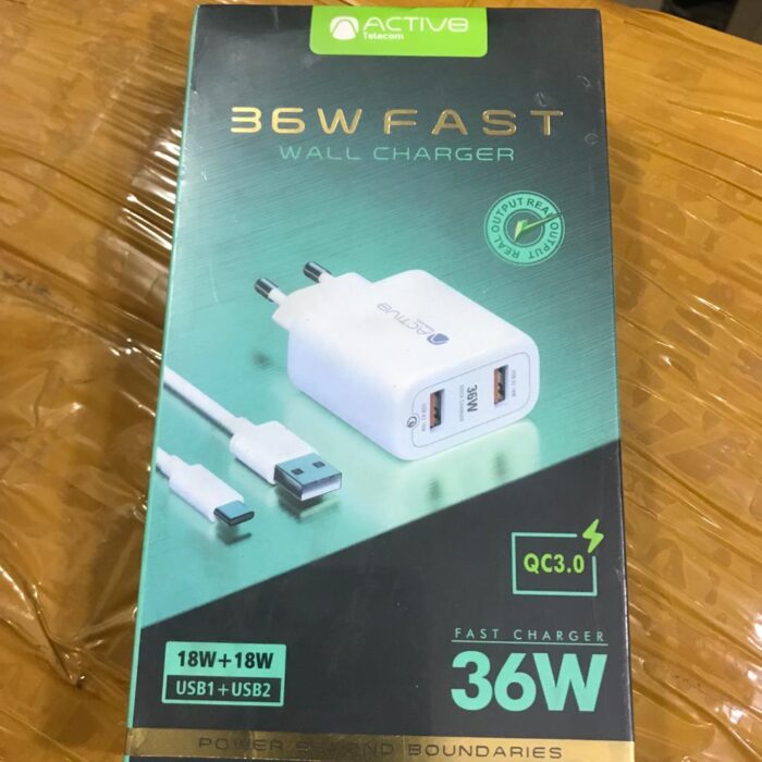 Active 18W+18 36W Fast Wall Charger QC 3.0 2