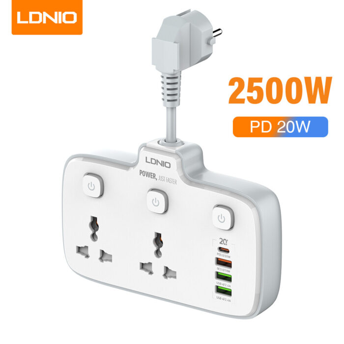 LDNIO SC2413 PD & QC3.0 2 Universal Outlets Power Socket 1
