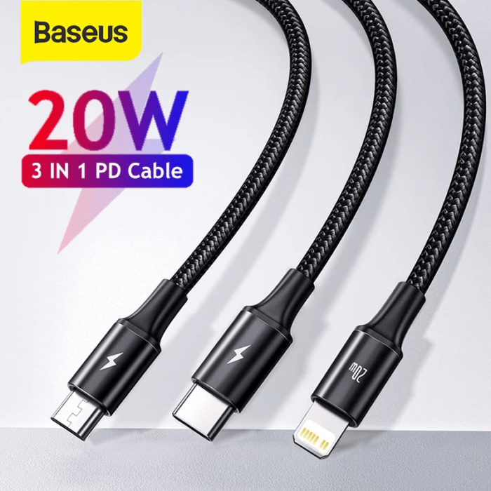 Baseus PD 20W Rapid Series 3-in-1 Fast Charging Data Cable 1