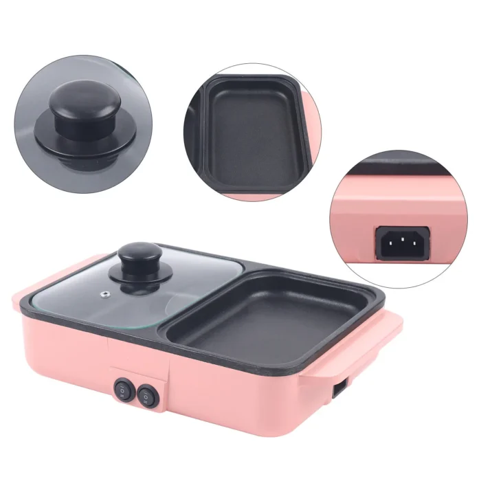2 In 1 Electric Hot Pot BBQ Grill Pan Smokeless 1