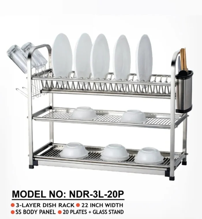 Stainless Steel Dish Rack 3 Layer And 20plates NDR-3L-20P 1