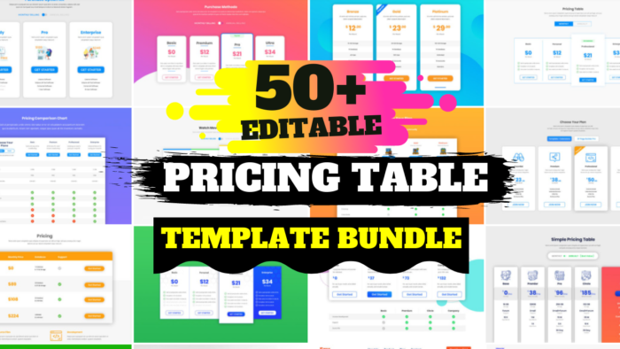 50+Editable Pricing Table Design Bundle 1