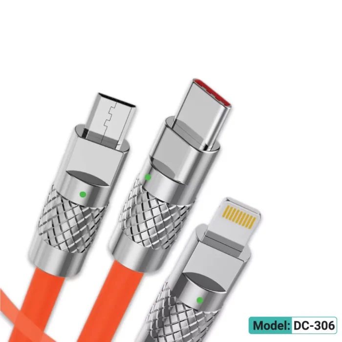 Geeoo DC-306 3 In-1 Soft Silicone Fast Charging Cable 1